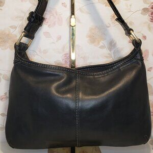 Vintage COACH Black Leather Bleeker Tattersall Shoulder Bag Brass Hardware 11416